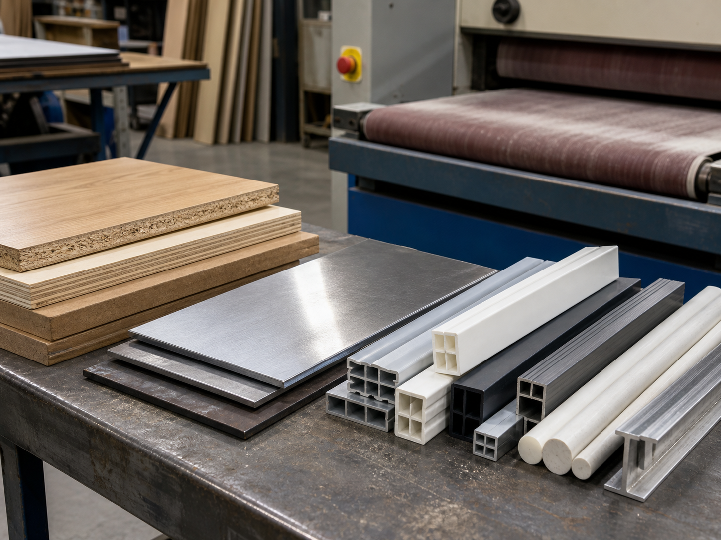Industrial engineer working with wood, metal and polymer components
