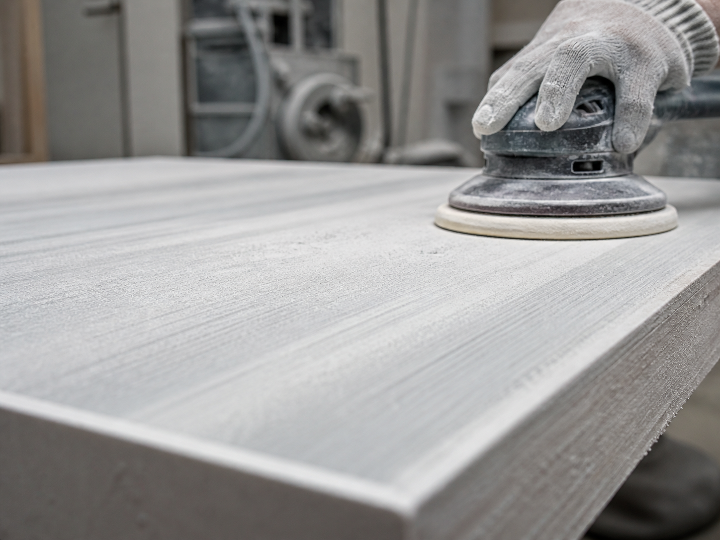 Coated workpiece undergoing controlled surface finishing