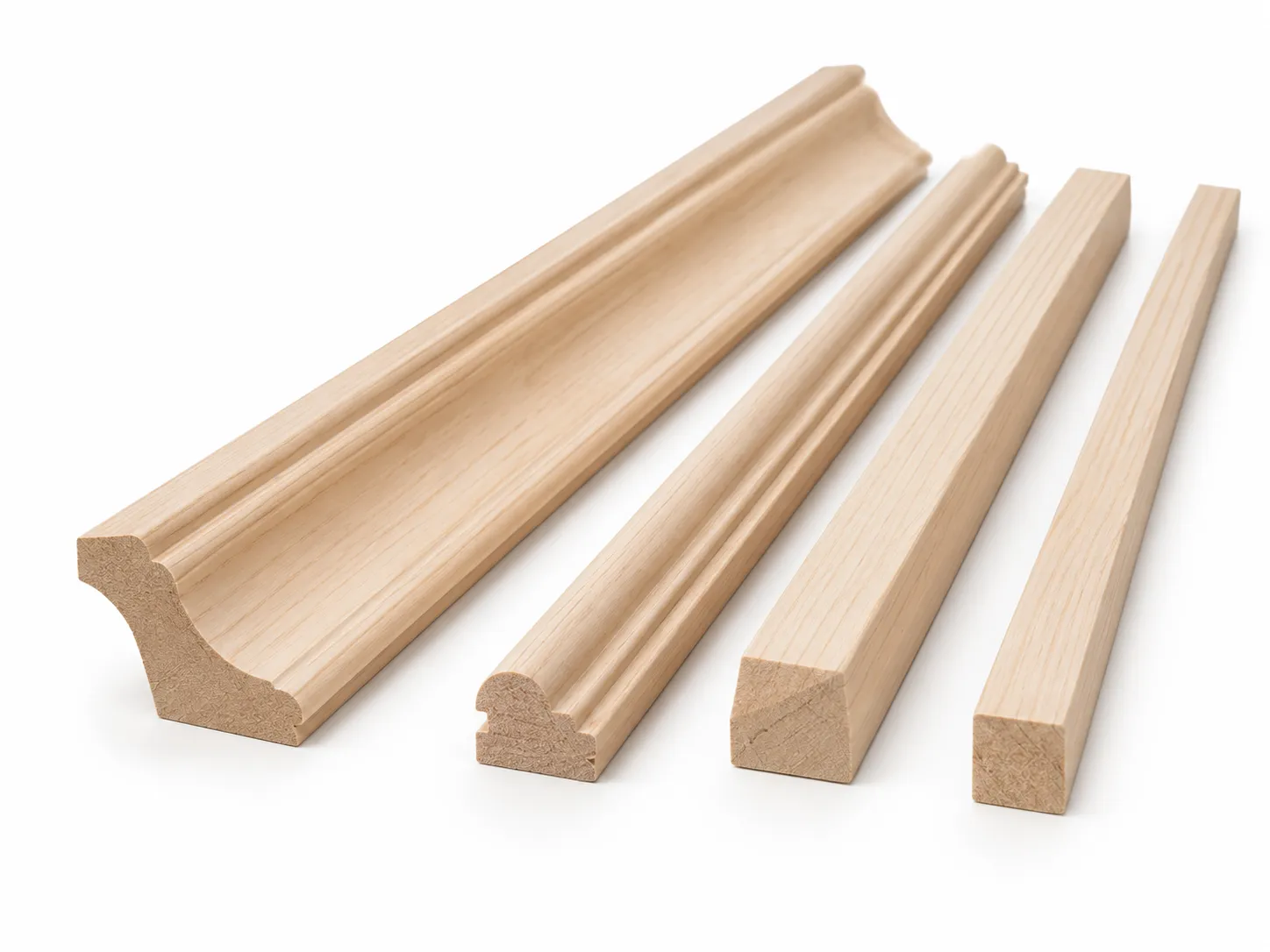 Assorted wood moulding and trim profiles for linear sanding